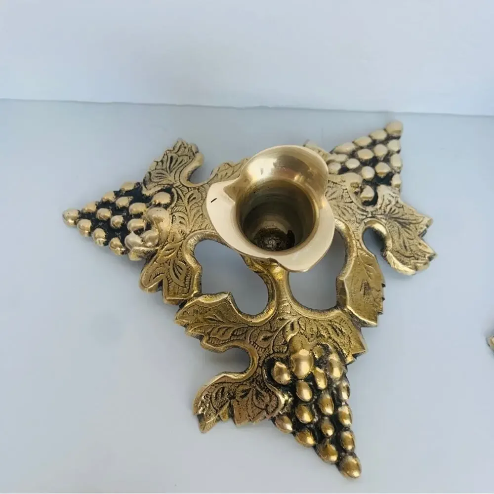 Vintage Brass Candle Holder Set